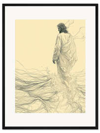 Gerahmter Kunstdruck Jesus geht auf dem Wasser