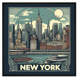 Gerahmter Kunstdruck New York City Postkarte