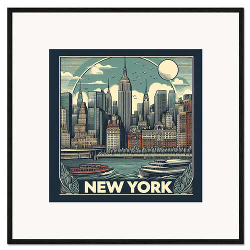 Plakat artystyczny premium w ramie New York City postcard
