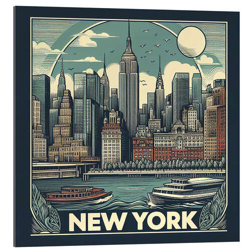 Tableau en plexi-alu New York City postcard