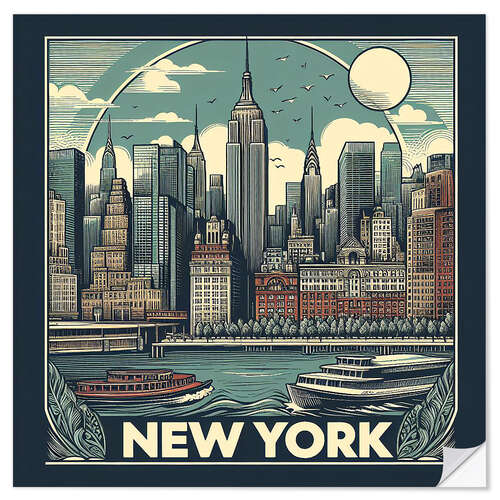 Selvklæbende plakat New York City postcard