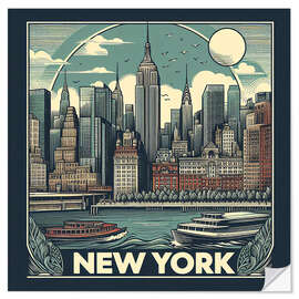 Muursticker New York City postcard