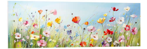 Foam board print Spring meadow with colourful flowers