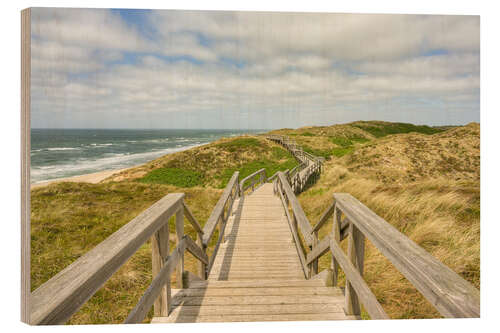 Quadro de madeira Footbridge through the dunes in Wenningstedt, Sylt