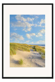 Gerahmter Kunstdruck Dünen auf Sylt am Abend