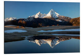 Aluminium print Watzmann reflection in Berchtesgaden National Park