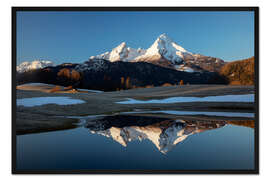 Gerahmter Kunstdruck Watzmann Spiegelung im Nationalpark Berchtesgaden