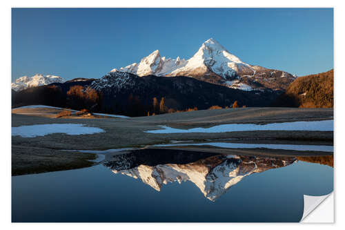 Selvklebende plakat Watzmann reflection in Berchtesgaden National Park