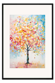 Gerahmter Kunstdruck Abstrakter Baum mit geschichteten Pinselstrichen
