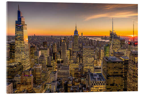 Acrylglasbild New York - Lichtermeer im Sonnenuntergang