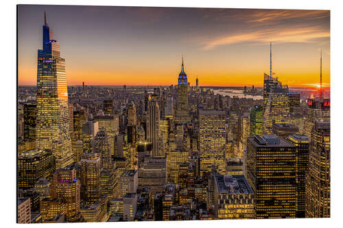 Tableau en aluminium New York - Sea of Lights in the Sunset