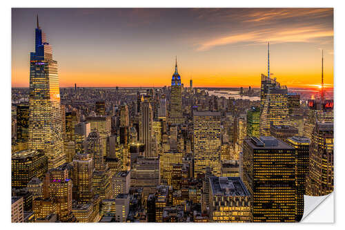 Naklejka na ścianę New York - Sea of Lights in the Sunset