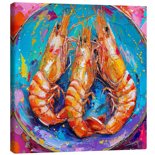 Canvas print Three shrimps