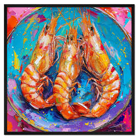 Gerahmter Kunstdruck Drei Garnelen