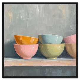 Gerahmter Kunstdruck Pastellfarbene Schüssel - DejaReve