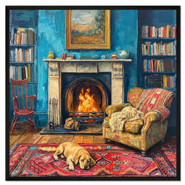 Gerahmter Kunstdruck Lieblingskamin