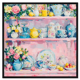 Gerahmter Kunstdruck Tante Rosys Porzellanregal