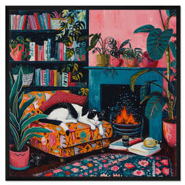 Gerahmter Kunstdruck Die stille Bibliothek