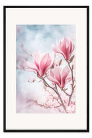 Gerahmter Kunstdruck Pastell Magnolien
