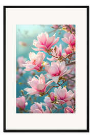 Gerahmter Kunstdruck Magnolien in der Dämmerung