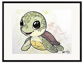 Plakat artystyczny premium w ramie Baby Sea Turtle