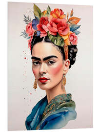 Foam board print Frida Kahlo With Flowers in Her Hair II