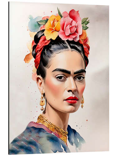 Cuadro de aluminio Frida Kahlo with Flowers in Her Hair I