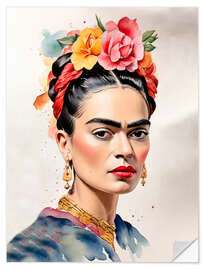 Wall sticker Frida Kahlo with Flowers in Her Hair I