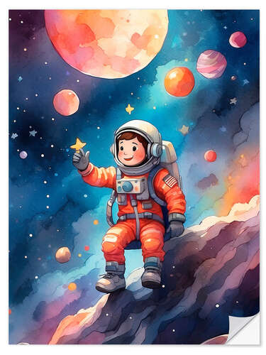 Selvklebende plakat Astronaut Boy II