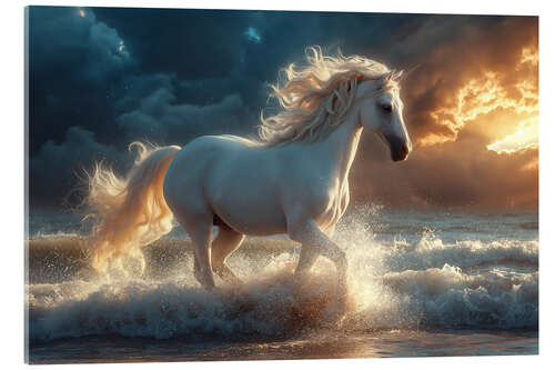 Acrylglas print Enchanting Unicorn Gallops Along a Beach