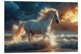 Foam board print Enchanting Unicorn Gallops Along a Beach