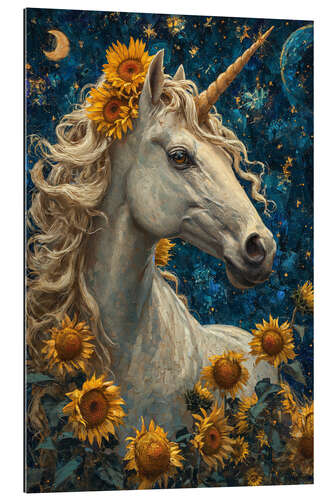 Gallery Print Ein sonniges Einhorn steht auf einer Wiese mit Sonnenblumen