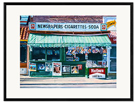 Kunsttryk i ramme Newspaper Stand, NYC, 2012