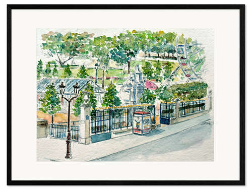 Kunsttryk i ramme Paris, Jardin Des Tuileries, 1986