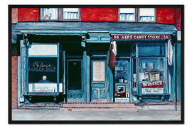 Gerahmter Kunstdruck Palace Barber Shop and Lee's Candy Store, Staten Island, New York, 1985