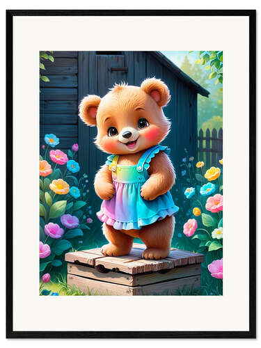 Inramat konsttryck Cuddly Country Bear