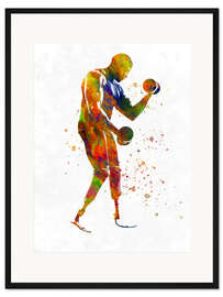 Gerahmter Kunstdruck Parathlet beim Hanteltraining