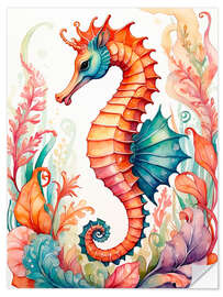 Selvklebende plakat Magical Seahorse