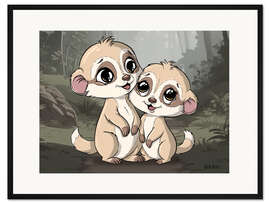 Gerahmter Kunstdruck Erdmännchen Paar