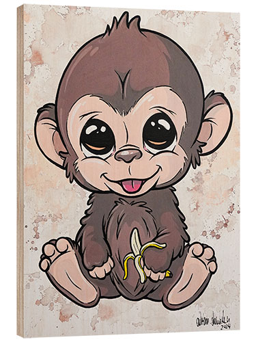 Wood print Baby Monkey