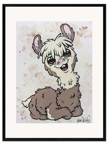 Ingelijste kunstdruk Alpaca