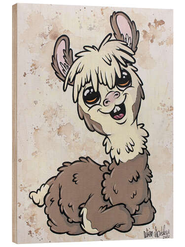 Wood print Alpaca