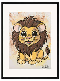Gerahmter Kunstdruck Baby Löwe