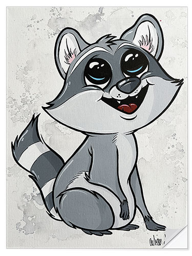 Selvklæbende plakat Racoon