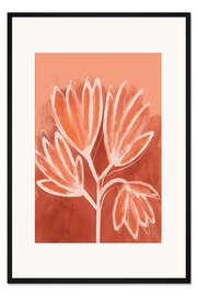 Gerahmter Kunstdruck Blumen In Apricot