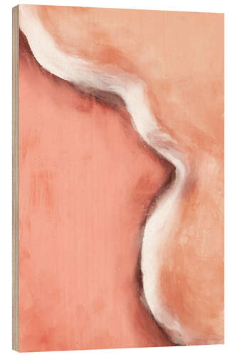 Quadro de madeira Wave In Apricot Colour