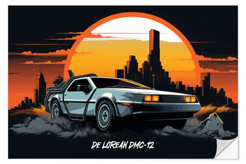 Muursticker De Lorean DMC 12 II