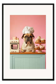 Gerahmter Kunstdruck Kuchenbäcker Bulldogge