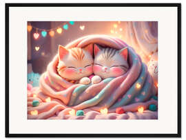 Gerahmter Kunstdruck Schlafende Katzen
