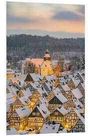 Foam board print Freudenberg in Siegerland on a winter evening